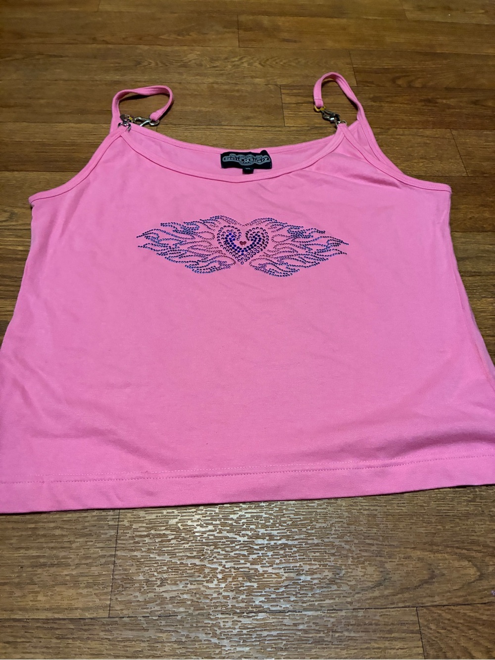 Women’s/Junior’s Sports Gallery Pink Rhinestone Winged Heart Cami Size XL
